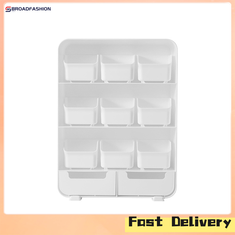 Broadfashion IN stock Desktop Storage Box With Ample Sliding Drawer Vanity Cosmetic Storage Box Makeup Organizer Multifunctional Desk Storage Organizers For Kitchen Bathroom Living Room ราคา 709 บาท*ส่งฟรี