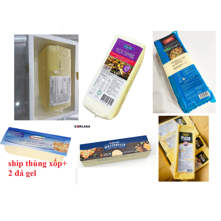 (SHIP TOÀN QUỐC) khối 2,5kg Phô mai Mozzarella Vilvi, Emborg, Mlekpol, Corlasa, kéo sợi tốt(KÈM 1 TH