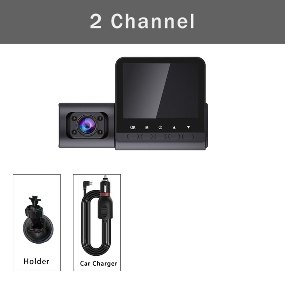 LUZHENY 2 inch Camera hành trình mini 3 kênh cho xe hơi HD 1080P 3-len Camera hành trình 3 ống kính 