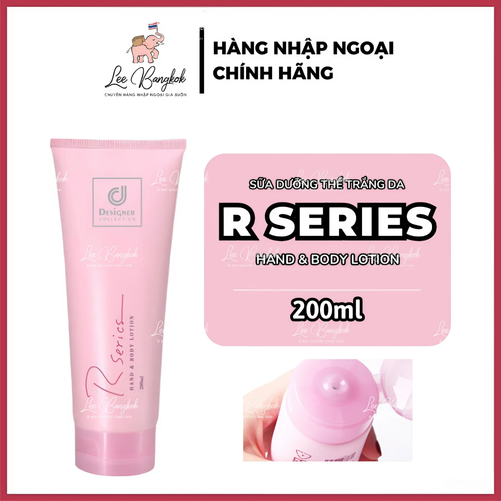 Dưỡng Thể Trắng Da Hand & Body R Series / Rseries Designer Hương Thơm Nước Hoa Thái Lan Màu Hồng Cho Da Sáng Mịn 200ml