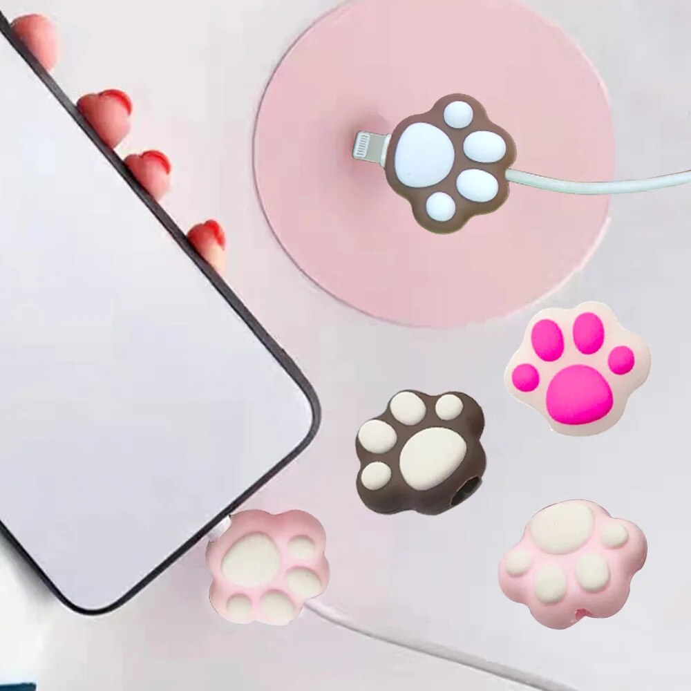 1pcs Kawaii chân mèo Cáp tổ chức USB hoạt hình dây Saver bìa dây sạc bảo vệ vật tư văn phòng essories Quà Tặng