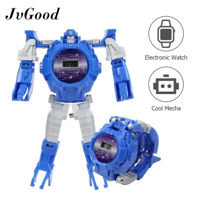 JvGood 2 in 1 Kids' Electronic Toy Watch Transform Children Deformation Robot Watches Cartoon Digital Watch Creative Educational Learning Xmas Toys Gift
