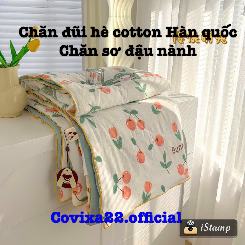 Chăn cotton đũi trần bồng nhập khẩu hàn quốc, chăn mền sơ đậu nành mềm mát, 2mx2m2