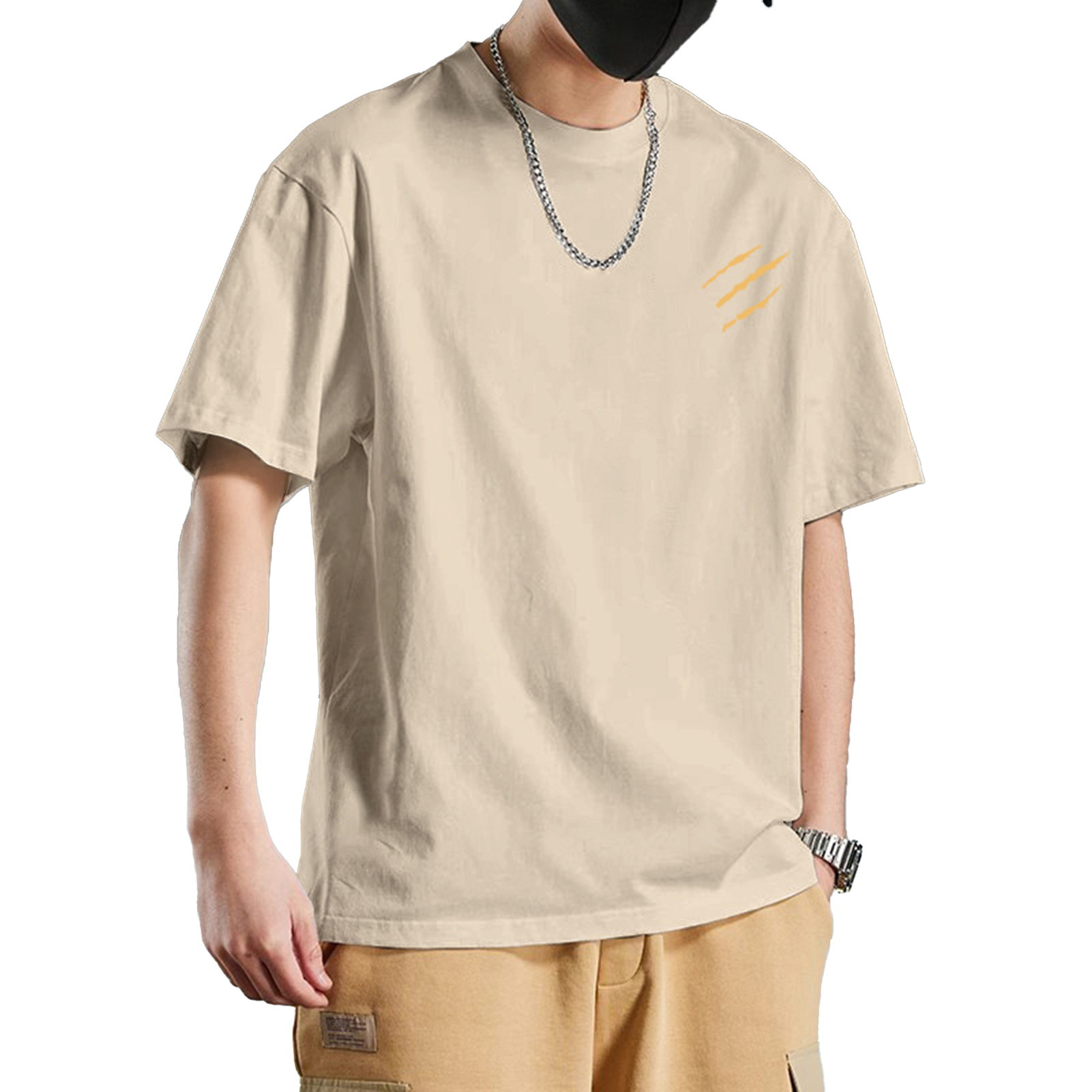 Men Casual Summer Tee Men T-shirt Men's Cotton Blend T-shirt Casual Solid Color Crew Neck Summer Tee Breathable Loose Fit Shirt for Daily Wear Beach Street Fashion - 3