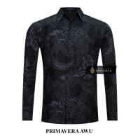 BATIK ARKANZA Motif PRIMAVERA AWU Kemeja Batik Pria Lengan Panjang Slimfit Premium Bahan Katun Lapis Furing