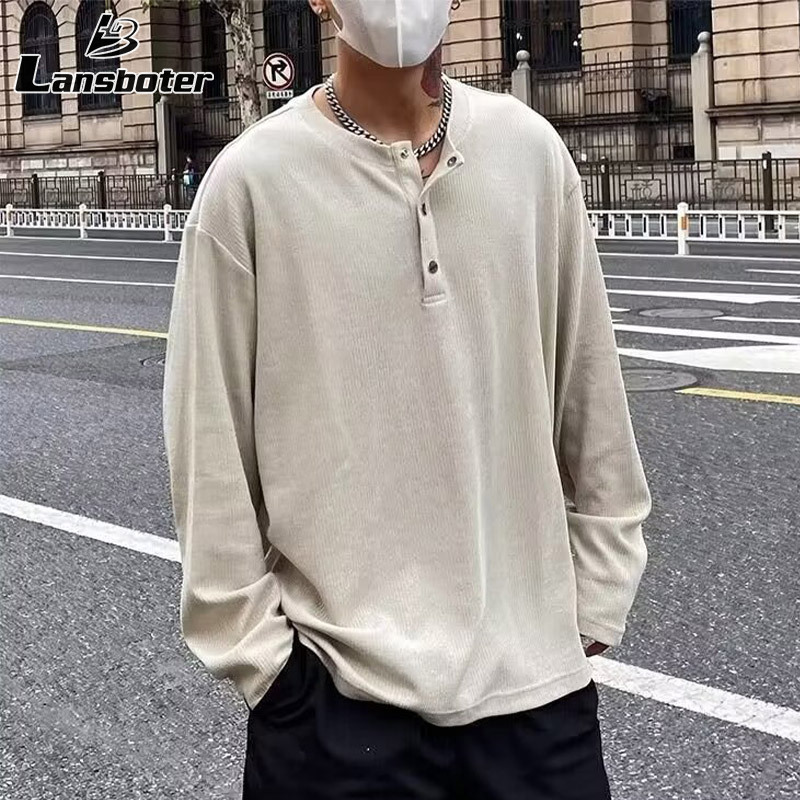 Lansboter áo hodie áo khoác hoddie áo hoodie đi học sweater áo thu đông Áo chui đầu hoài cổ có nút thường ngày dáng rộng cho Nam Áo len mỏng dệt kim thường ngày
