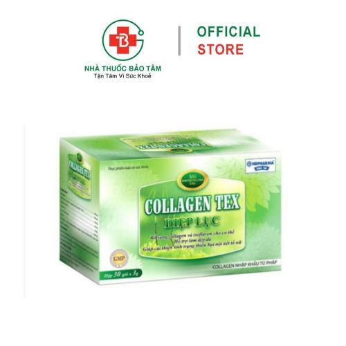 Collagen Tex Diệp Lục dạng gói hỗ trợ làm đẹp da, cải thiện nếp nhăn, căng da - Hộp 30 gói
