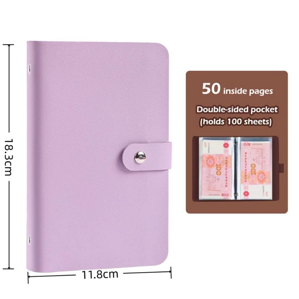 Saving Album Menabung A6 Album Uang Kertas 100 Slot PU Buku Menabung 100 Hari Tantangan Menabung Bulanan Ready Stock