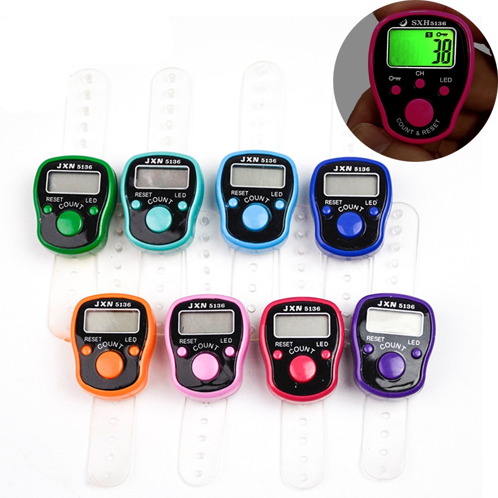 NOBLELUX LED Digital Electronic Finger Counter Random Hand Held Coun Finger Ring Timer High Quality Tally Counter Mini Stitch Marker for Sewing Knitting Weave Tool
