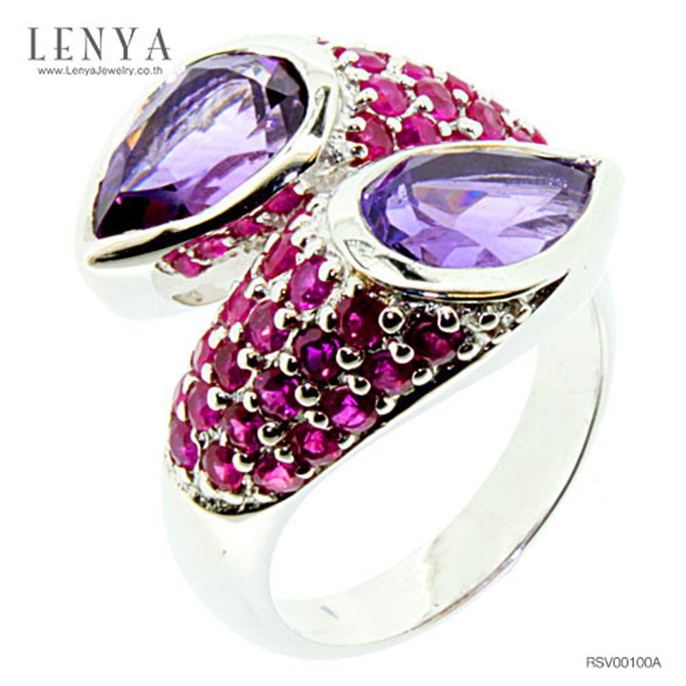 Lenya Amethyst Gemstone Ring Enhances Peace of Mind, Mindfulness, and Prosperity. Size 10X7 Mm. 925 Sterling Silver Body with White Gold Plating. ราคา 7,890 บาท*ส่งฟรี