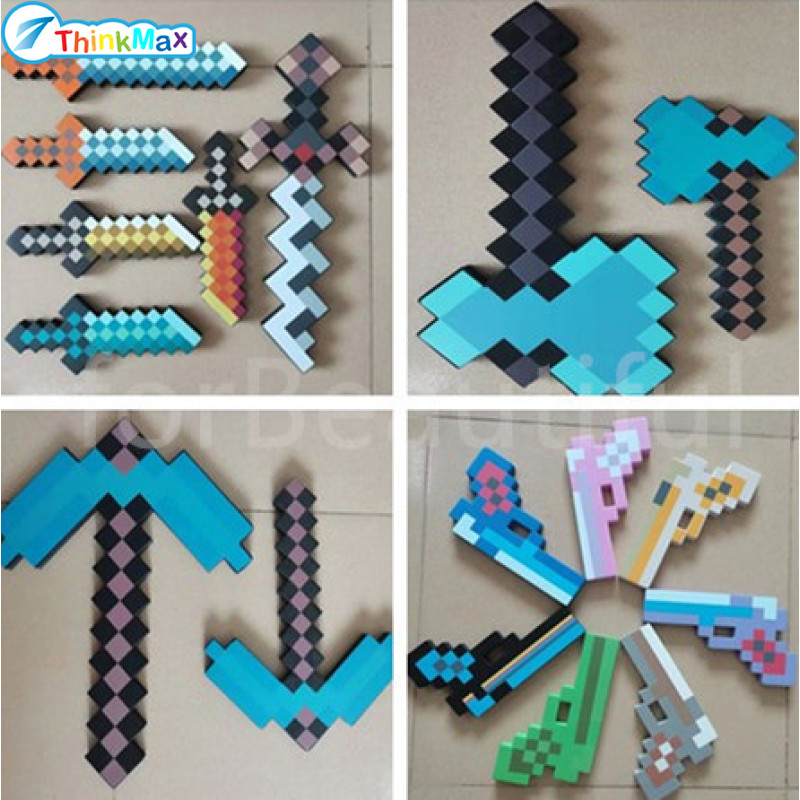 EVA Foam Diamond Pickaxe Gun Ax Hamaxe Swords Game Model Toy Kids Gift Action Figure Toys Cosplay Brinquedos ราคา 47 บาท*ส่งฟรี
