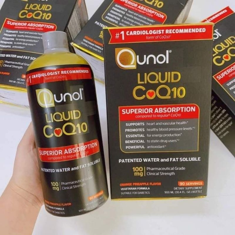 QUNOL LIQUID COQ10 Nước uống bổ tim mạch 900ml - ✓ Hỗ trợ cho người đang điều trị với Statin hoặc đang bị mất dần lượng CoQ10 trong cơ thể. ✓ Tăng cường chức năng tim và sức khỏe tim mạch. ✓ Duy trì mức huyết áp khỏe mạnh.