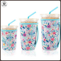 Haloppe 3Pcs Reusable Iced Coffee Sleeves Heat Resistant Fits 16-32 Oz Cups Stretchable Cup Sleeves for Hot And Cold Drinks