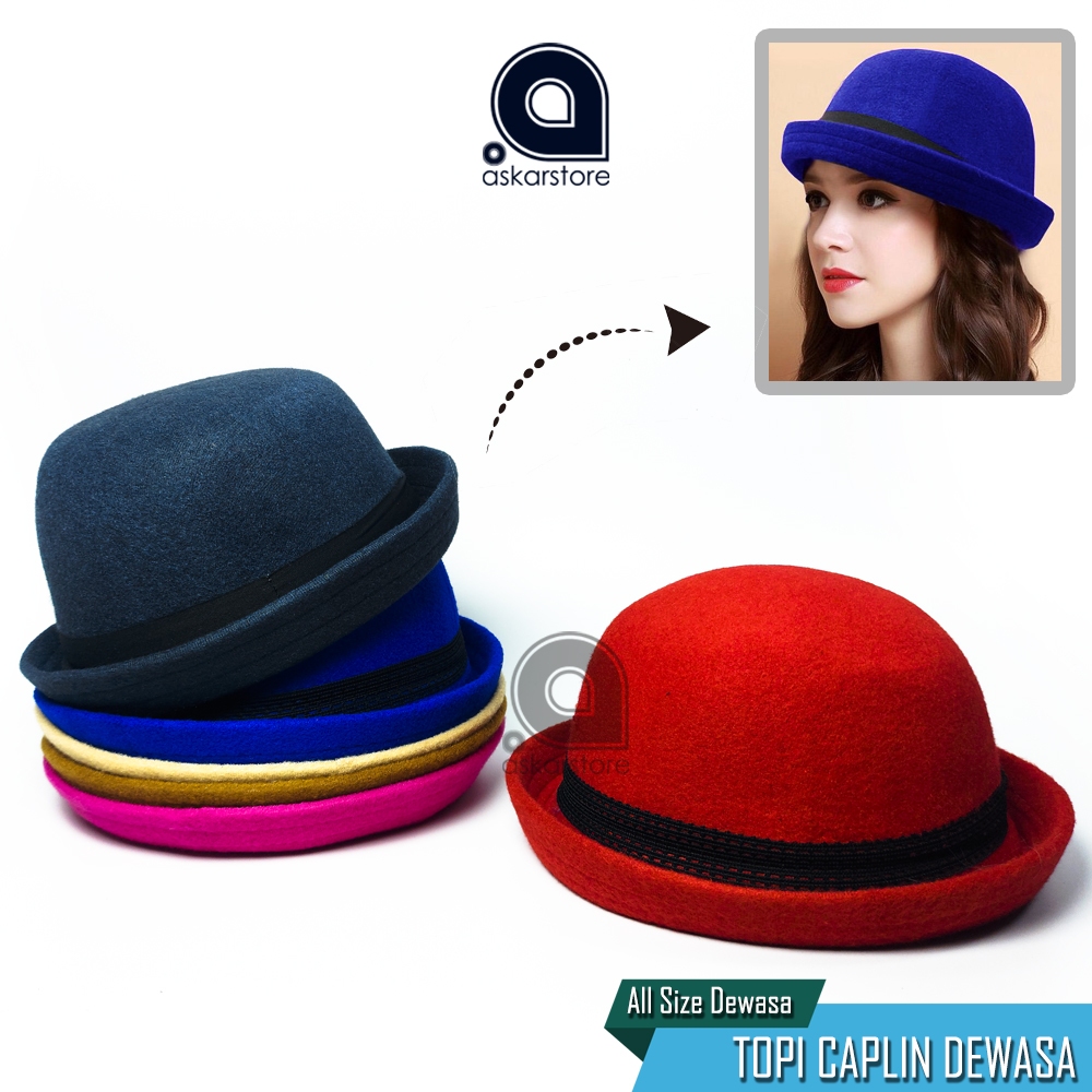 Topi Caplin Dewasa Bowler Model Vintage Jadul Bentuk Bulat