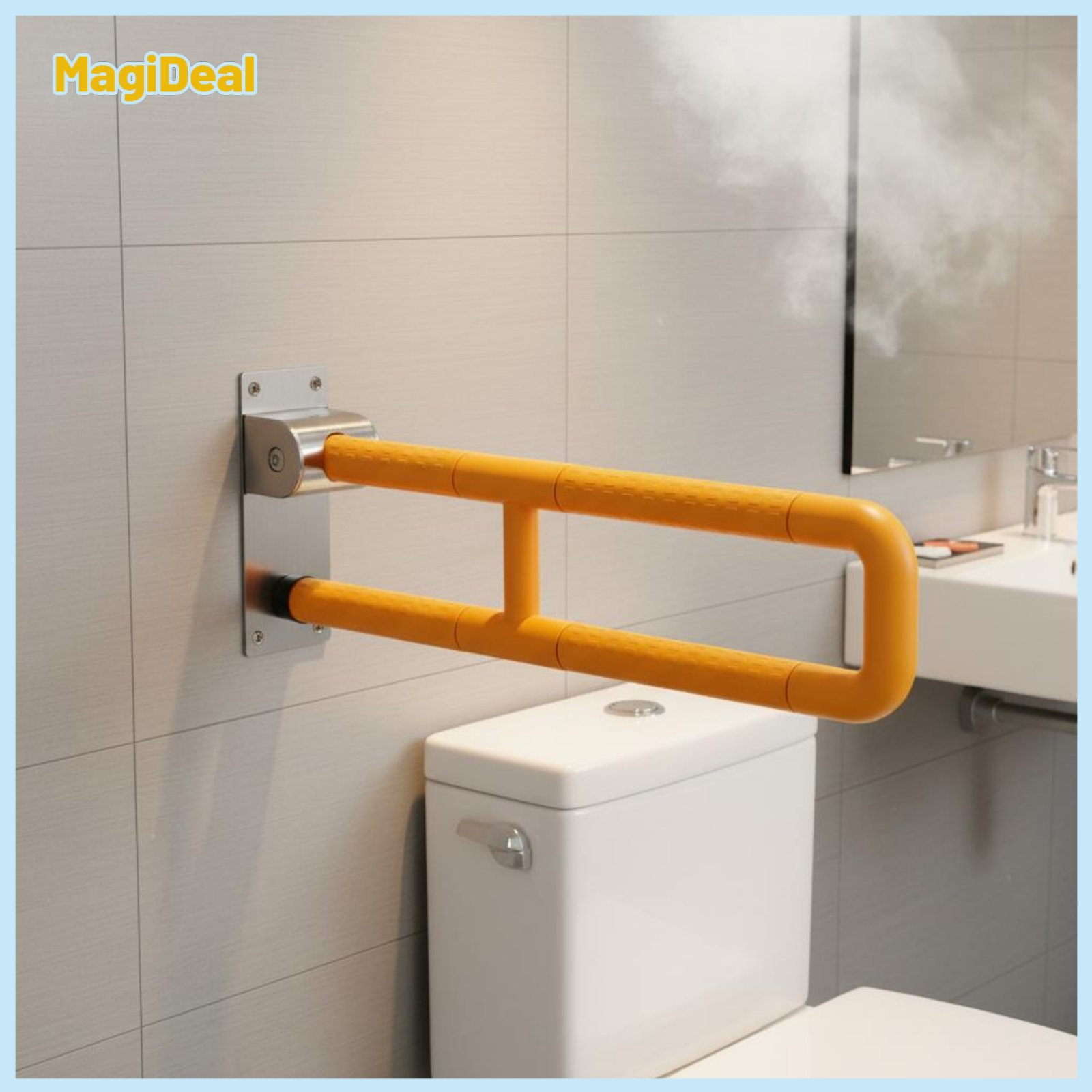 MagiDeal Anti-Slip Grip Handicap Toilet Bar Sturdy & Stable Wall Mounted Support Handle Waterproof Toilet Safety Rust-Resistant for Disabled, Bathroom ราคา 1,425 บาท*ส่งฟรี