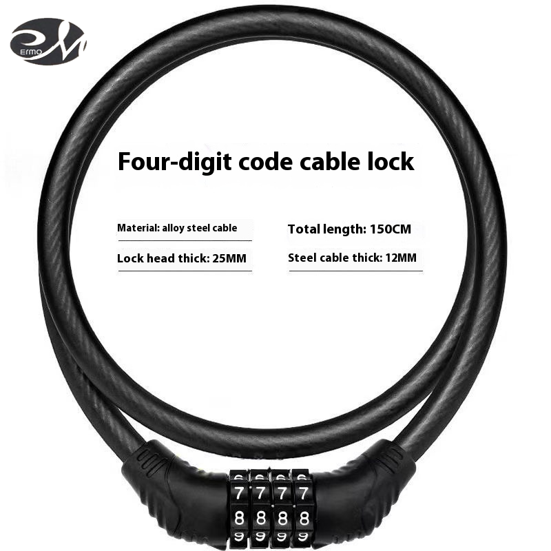 ERMO Secure Bike Lock with 4-Digit Password, Durable Steel Cable for Bicycle & E-Scooter ราคา 171 บาท*ส่งฟรี