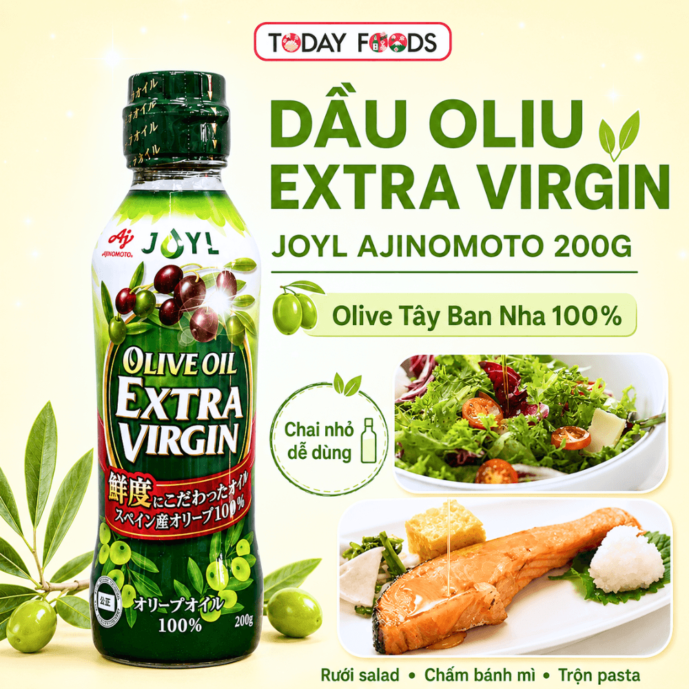 Dầu Oliu Extra Virgin Joyl Ajinomoto 200G Nhật Bản | Olive Tây Ban Nha 100%, rưới salad, pasta