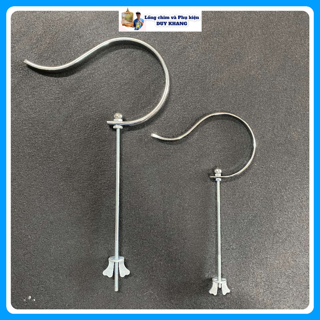 Móc inox lồng chim, móc lồng chim 2 size cho tất cả các loại lồng - phụ kiện lồng chim Duy Khang