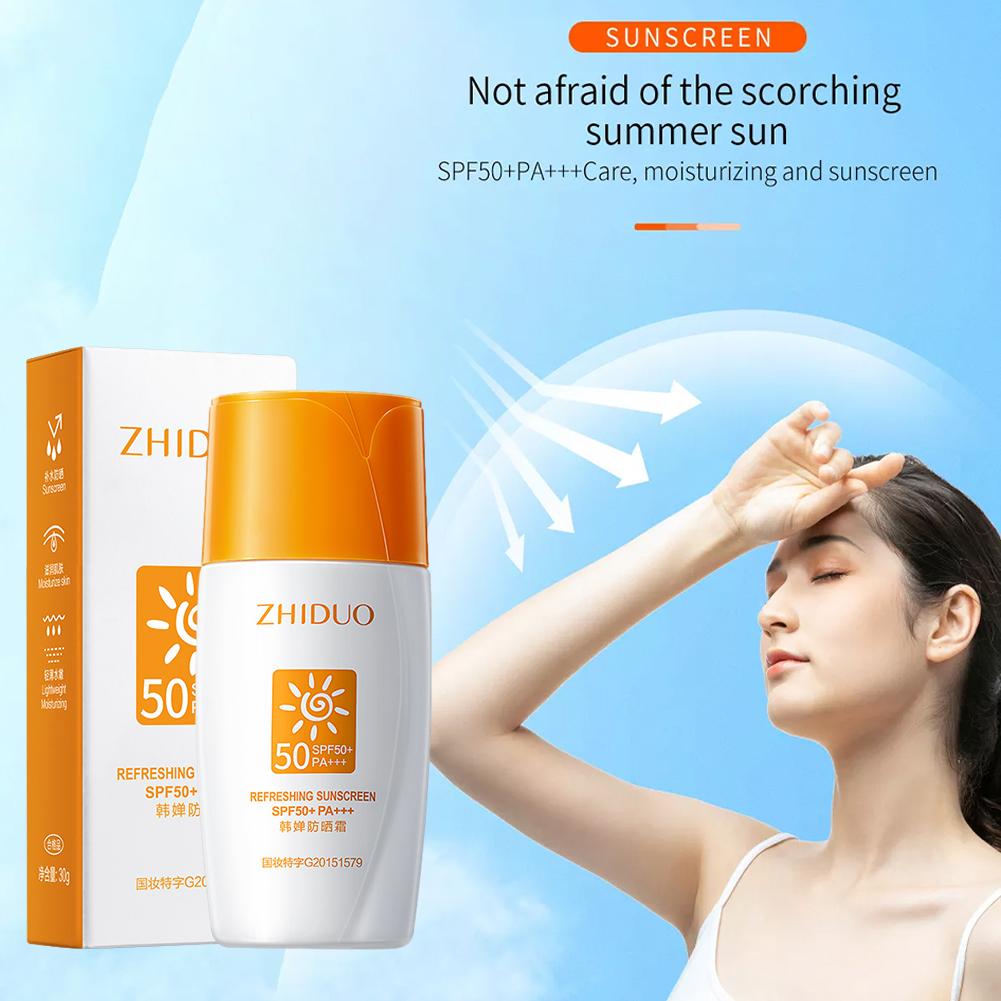 ZHIDUO Summer Face Sunscreen SPF50+ PA+++ Sun Protection Cream Refreshing 30g Moisturizing Control Sunscreen Q0Q1