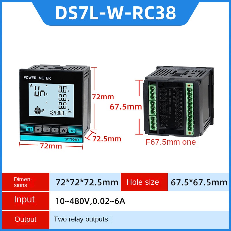 Đồng Hồ Đo Điện 3 Pha DS7L/DS9L-W-RC38/A30 - TOKY | Đo Điện Áp, Dòng Điện, Công Suất, Kết Qủa Đo Chính Xác - DS7L-W-RC38