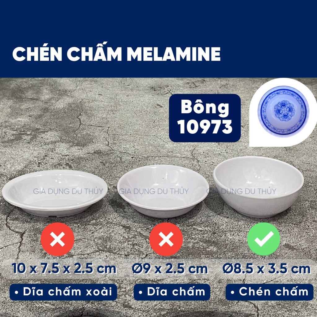 Dĩa chấm, chén nước mắm nhựa melamine nhựa phíp hình tròn, hình oval, màu trắng, vàng, xanh, hoa văn màu đỏ màu xanh