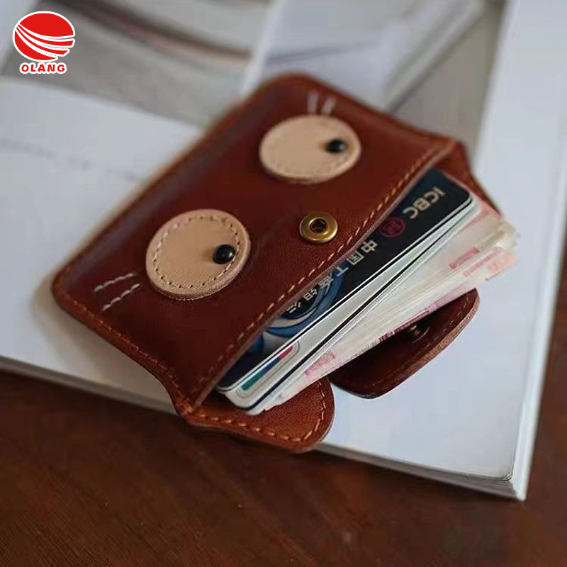 Olang Mèo hoạt hình đồ đựng thẻ ví da mềm thật nhẹ Túi đựng đồ sức chứa lớn thay đổi nhỏ lưu trữ kép sử dụng túi