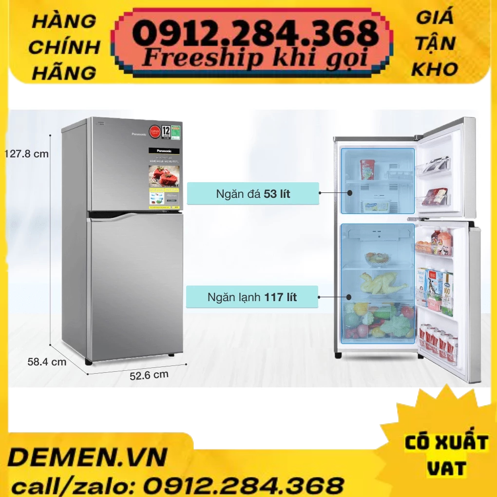 Tủ lạnh Panasonic Inverter 170 lít NR-BA190PPVN DEMEN