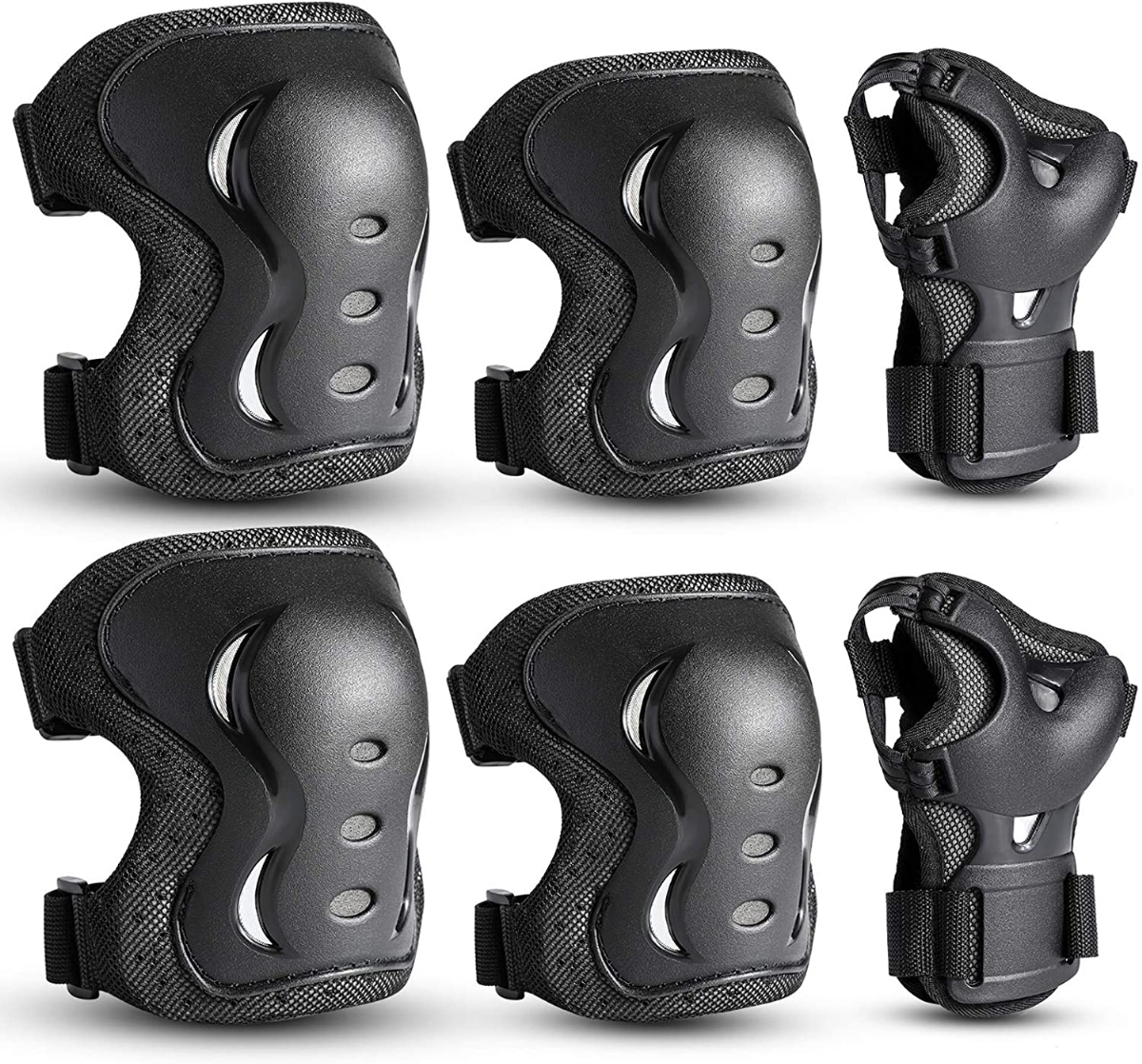 GEQID Youth/Kids Knee Pads Elbow Pads Wrist Guards 3 in 1 Protective Gear Set for Child Skateboarding Inline Roller Skating Rollerblade Biking BMX Bicycle 