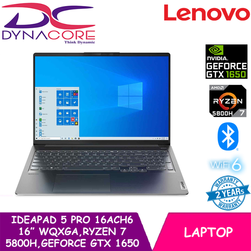 DYNACORE - Lenovo IdeaPad 5 Pro 16ACH6 | 82L50074SB | 16inch WQXGA (2560x1600) IPS 350nits | AMD Ryzen 7 5800H | GeForce GTX 1650 | 16GB DDR4-3200 | 512GB SSD | Win10 Home | 2 YEARS WARRANTY