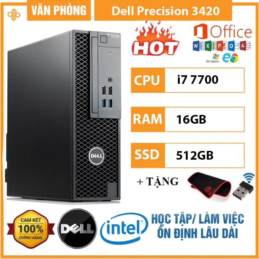  Máy Tính Để Bàn Dell Precision 3420 SFF Core i7 7700 Ram 16GB DDR4 Ổ Cứng SSD 512GB Bảo Hành 12 Tháng 
