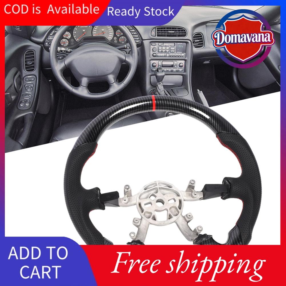 Domavana Vô lăng Hamwesh Hydro Dip Carbon Fiber với đường khâu màu đỏ và da đục lỗ Tay lái tiện dụng dành cho xe đua với thiết kế đáy phẳng cho C5 1997 đến 2004 Giá 5,537,000 Đồng*Miễn phí vận chuyển
