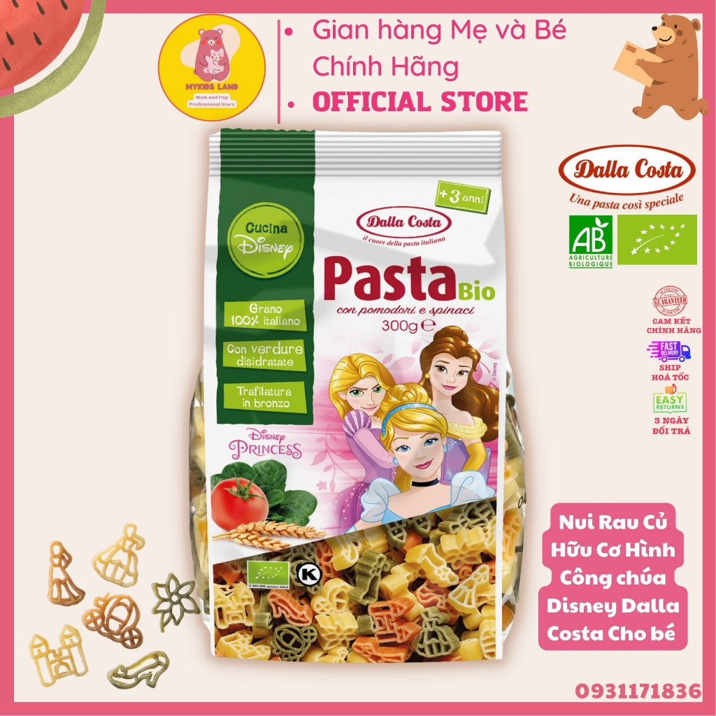 Nui rau củ hữu cơ hình công chúa disney dalla costa cho bé ăn dặm túi 300g - chiết 100g dùng thử
