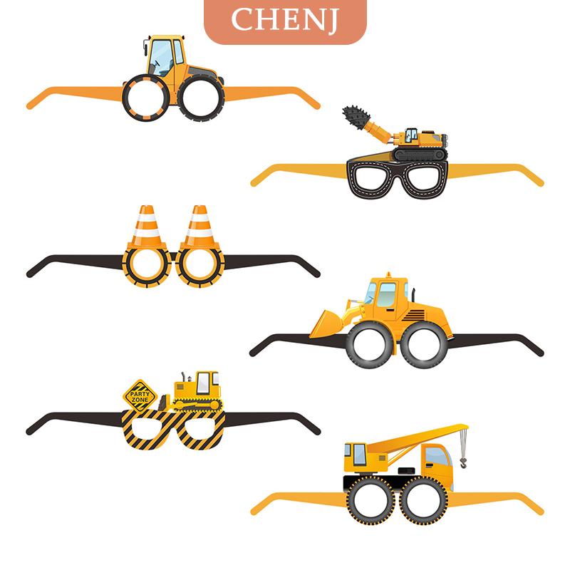[COD] CHENJ แว่นตากระดาษก่อสร้างบูธภาพถ่าย6ชิ้นอุปกรณ์ประกอบฉากรถขุดสำหรับเด็กผู้ชายรถแทรคเตอร์ก่อสร้างงานวันเกิดของตกแต่ง ราคา 36 บาท*ส่งฟรี