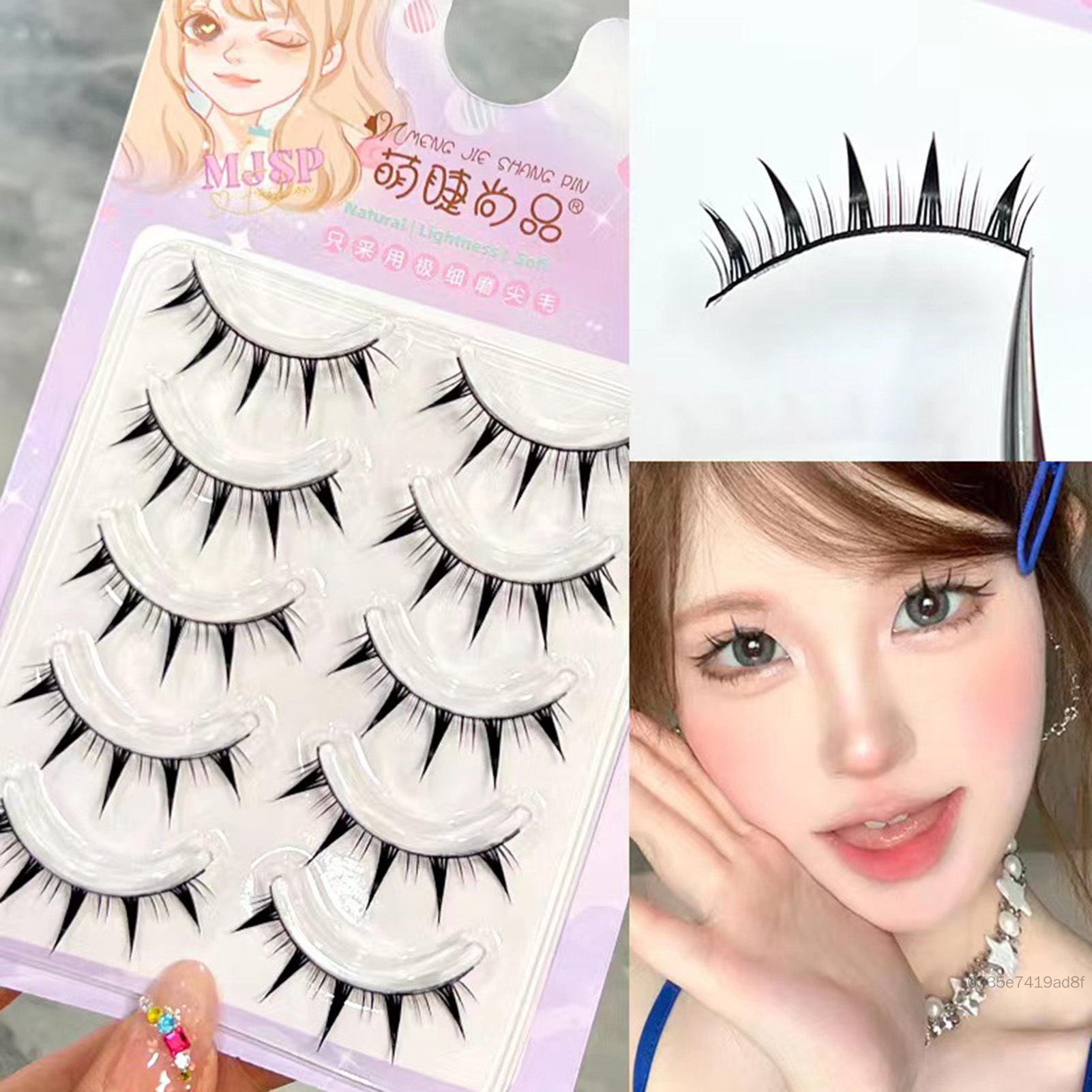 Tự làm 5 cặp lông mi giả Barbie truyện tranh mắt quỷ lớn lông mi giả mô phỏng tự nhiên dày mỏng trong suốt thân cây mèo tai tiên tóc lông mi cosplay công cụ trang điểm MS-VN