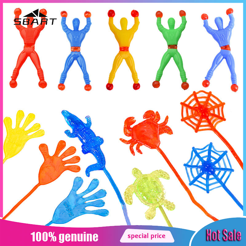 Stretchy Sticky Hand Toys for Kids - Fun Wall Climbing Spiderman & Animal Shaped Stress Relief Playset ราคา 11 บาท*ส่งฟรี
