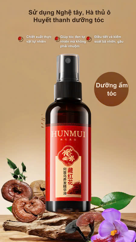 Xịt Dưỡng Đen Tóc Nghệ Tây Hunmui