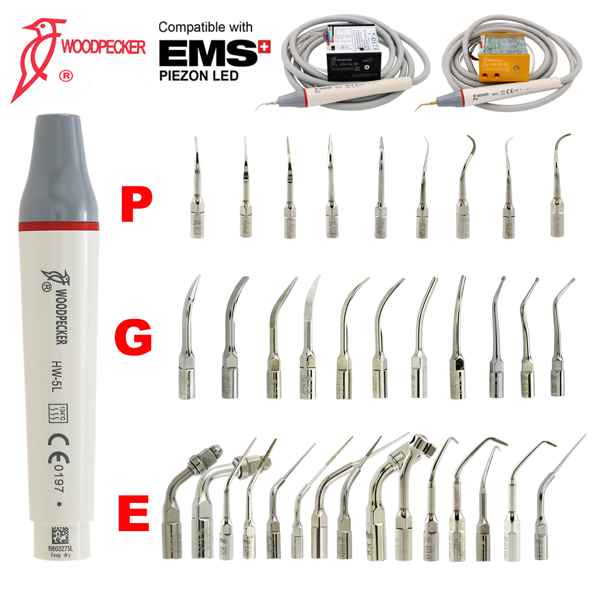 【Big savings】 Woodpecker Ultrasonic Scaler Build In Uds N2/n3 Led Handpiece Scaling Tips Endo Scaler Tip Fit Ems Uds Chair Unit