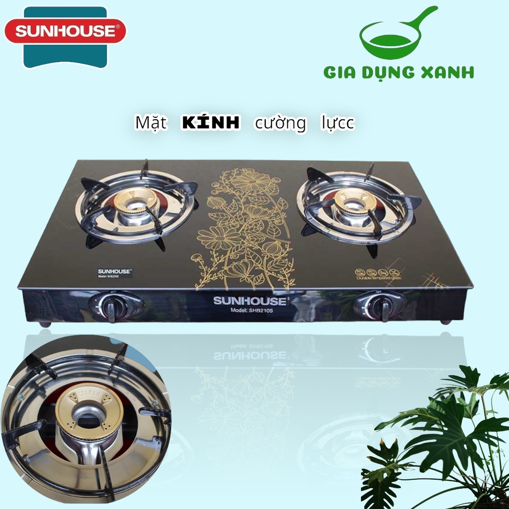 Bếp Ga Đôi SUNHOUSE mặt kính cường lực, bảo hành 6 tháng - hàng chính hãng họa tiết giao ngẫu nhiên