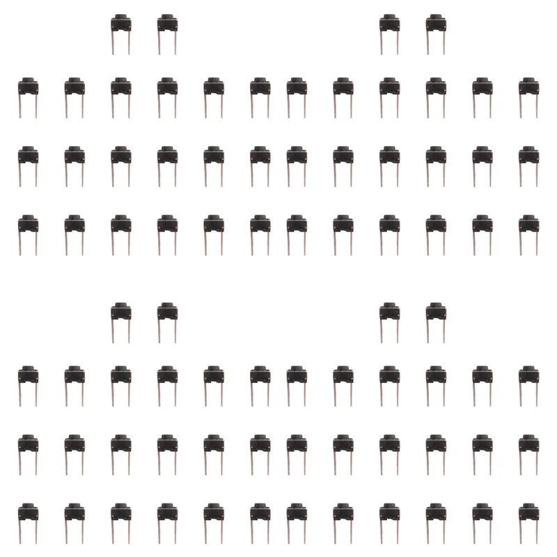 80 Pcs 6x6x5mm Momentary Tactile Tact Push Button Switch 2 Pin DIP Through Hole
