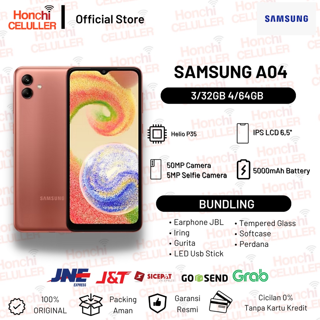 Samsung Galaxy A04 4/64GB 3/32GB Garansi Resmi Samsung Indonesia SEIN Harga  1,450,000 Ringgit*Penghantaran Percuma