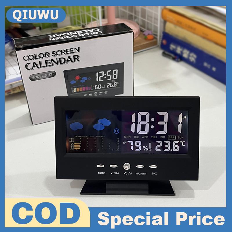 QIUWU Đồng hồ thời tiết thông minh với Nhiệt kế kỹ thuật số và ẩm kế cộng với lịch cho tất cả các mùa giám sát nhà