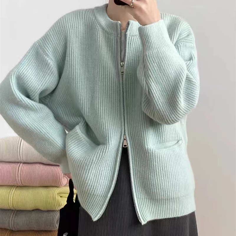 Áo len cardigan kiểu hàn họa tiết basic, Áo khoác ngoài dệt kim quảng châu mẫu mới