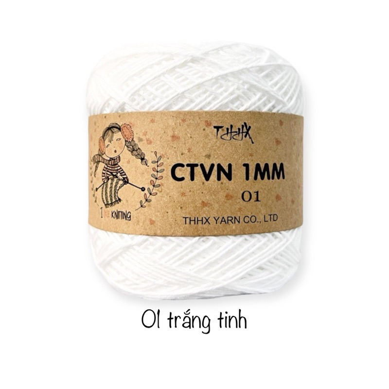 Len Sợi Cotton Việt Nam 1mm nhãn THHX(100g-Bảng màu 1) có temmác dùng để móc áomóc túimóc mũ