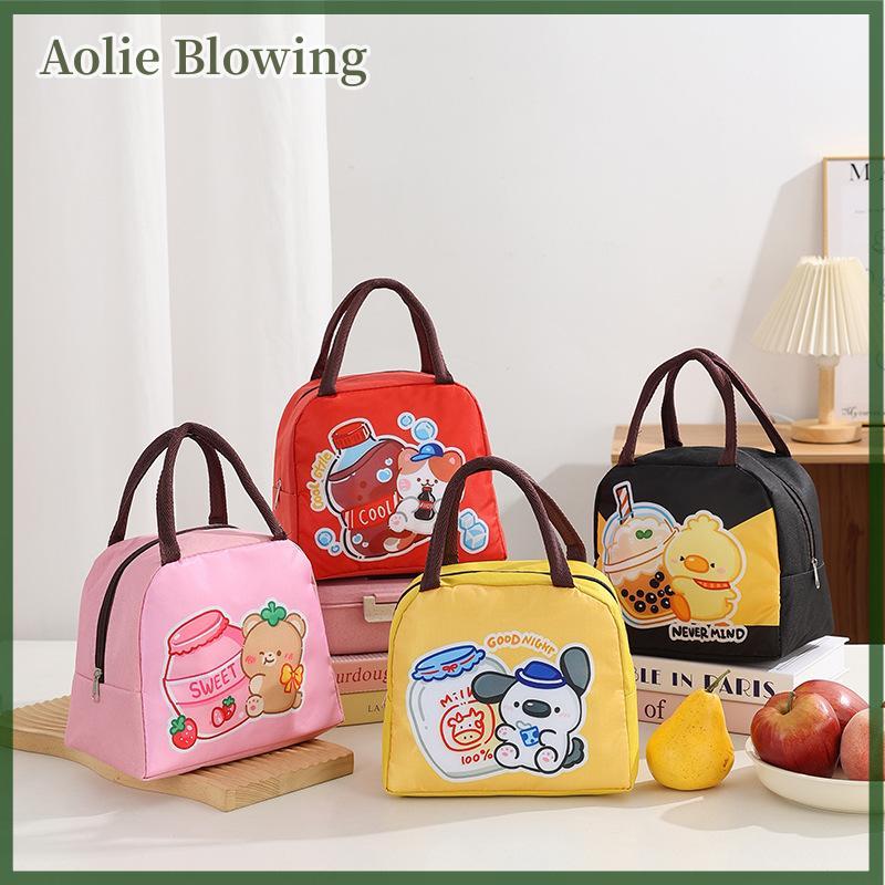 Aolie Phim Hoạt Hình Di Động Cách Nhiệt Túi Nhôm Phim Không Thấm Nước Hộp Ăn Trưa Lưu Trữ Túi Sinh Viên Xách Tay Dã Ngoại Hộp Cách Nhiệt Túi
