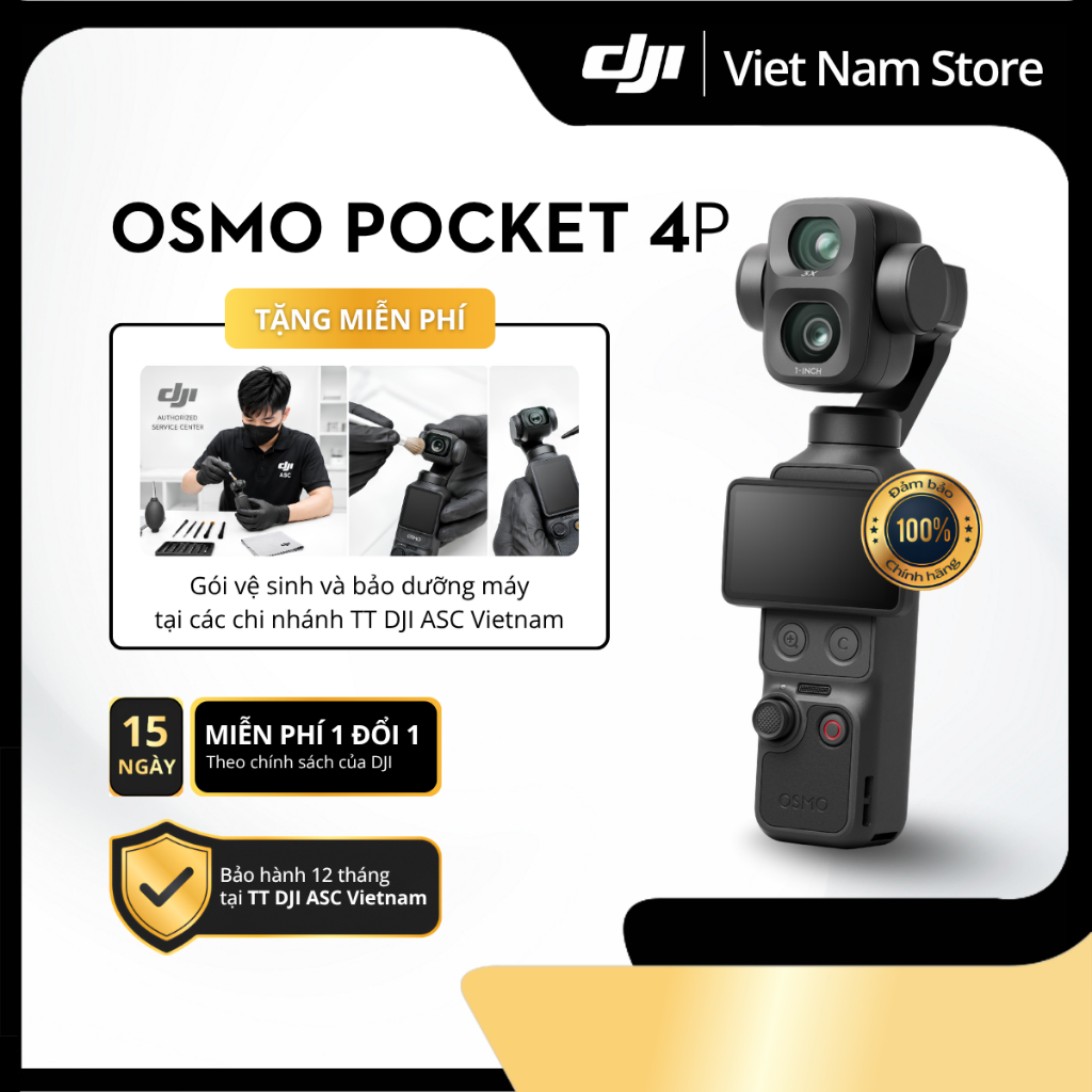 [Bảo Hành Chính Hãng] Camera Vlog DJI Osmo Pocket 4P | Camera Kép 17 Stop Zoom 12X