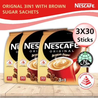 (3 Pack Bundle) NESCAFE Original 3in1 Brown Sugar 30s Instant Coffee
