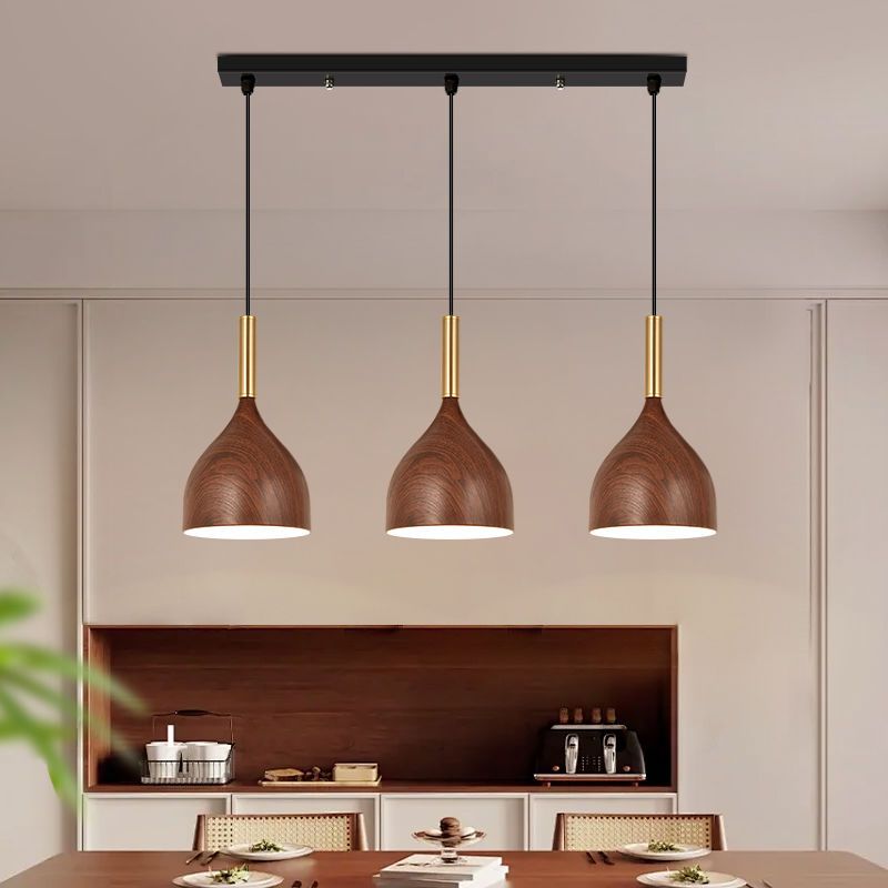 Đèn Thả Trần Công Nghiệp Vân Gỗ Óc Chó Quầy Bar Cổ Điển Giữa Thế Kỷ, Đèn Chùm Phòng Ăn Nhà Bếp, Đèn Treo Có Thể Điều Chỉnh, Đèn Thả Cầu Thang Hành Lang