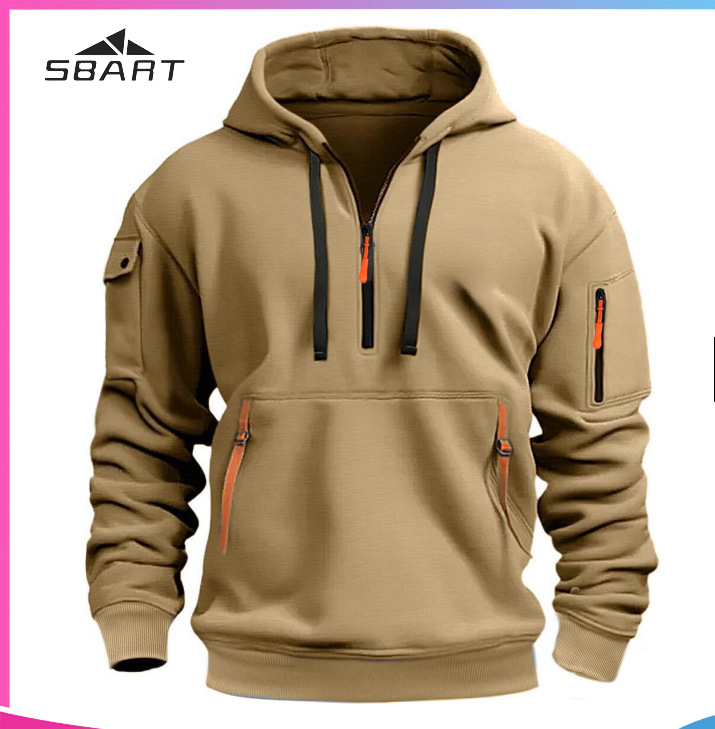 SBART Men's Casual Sports Multi-Zipper Arm Pocket Sweatshirt Pullover Hoodie ราคา 506 บาท*ส่งฟรี