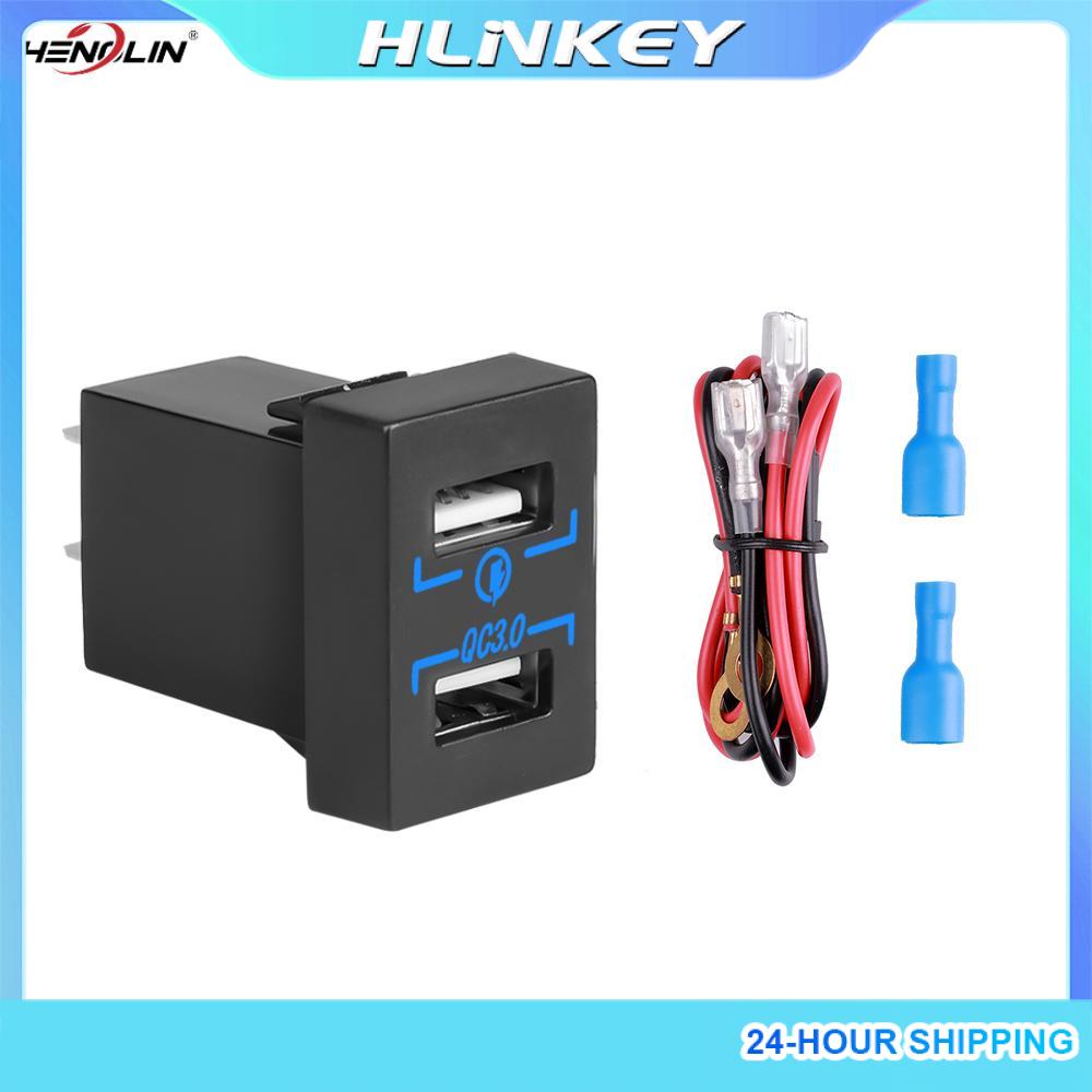 5V 4.2A QC 3.0 Dual USB Cell Phone Fast Charger Car Socket Quick Charging Adapter with Power Line forToyota Corolla Camry RAV4 Yaris ราคา 188 บาท*ส่งฟรี