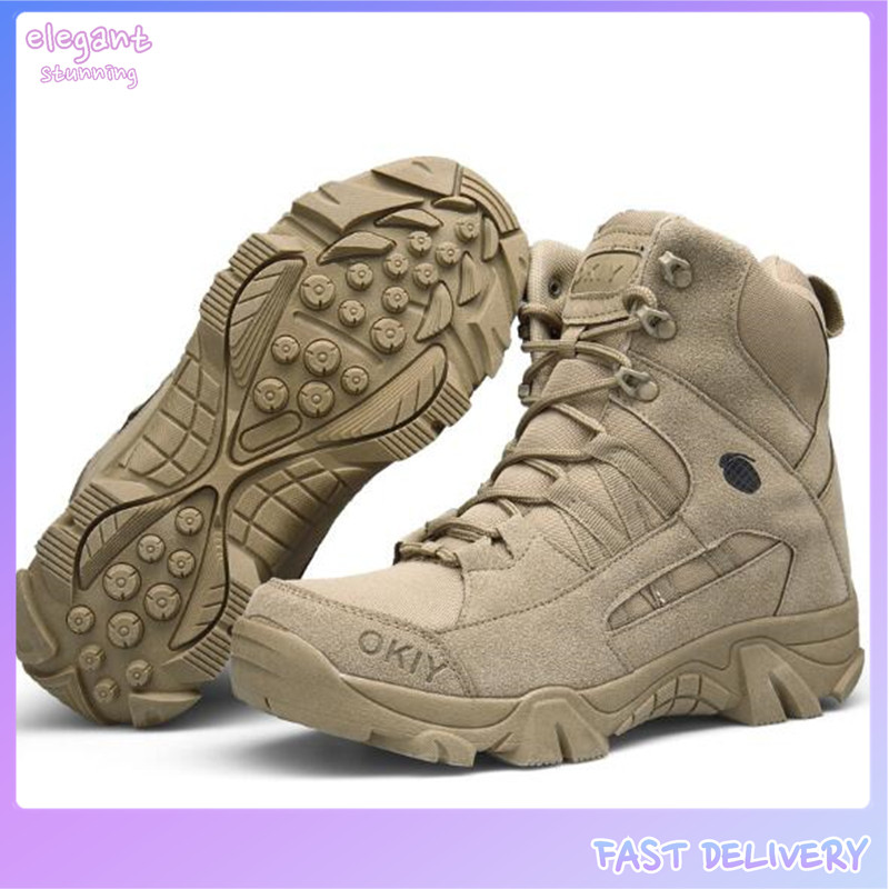 elegantstunning Men Army Tactical Combat Military Ankle Boots Outdoor